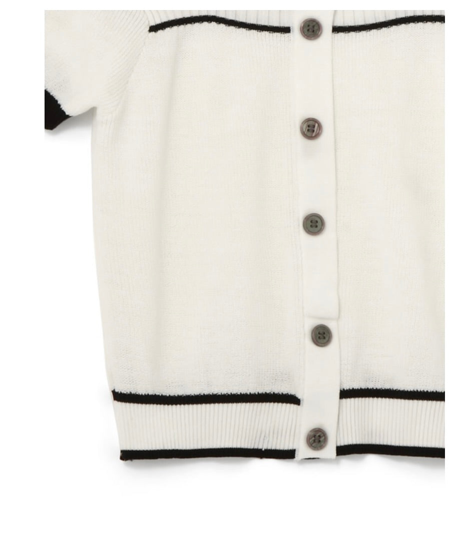 Cardigan decote quadrado bicolor(Preto)
