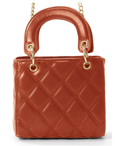 Bolsa quadrada e acolchoada(Laranja)