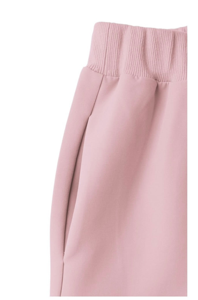 Conjunto de calça e jaqueta sem manga(Rosa)