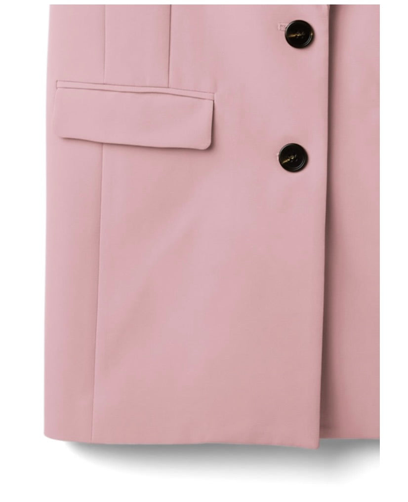 Conjunto de calça e jaqueta sem manga(Rosa)