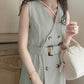 Vestido trench regata com cinto(Verde)