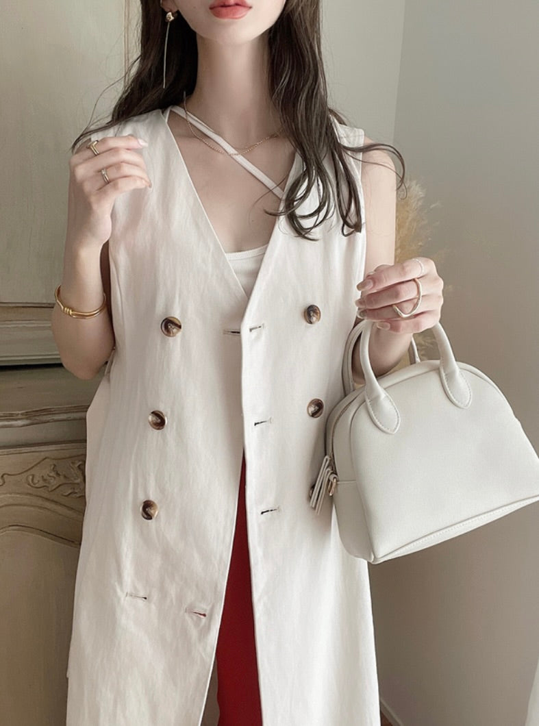 Vestido trench regata com cinto(Marfim)