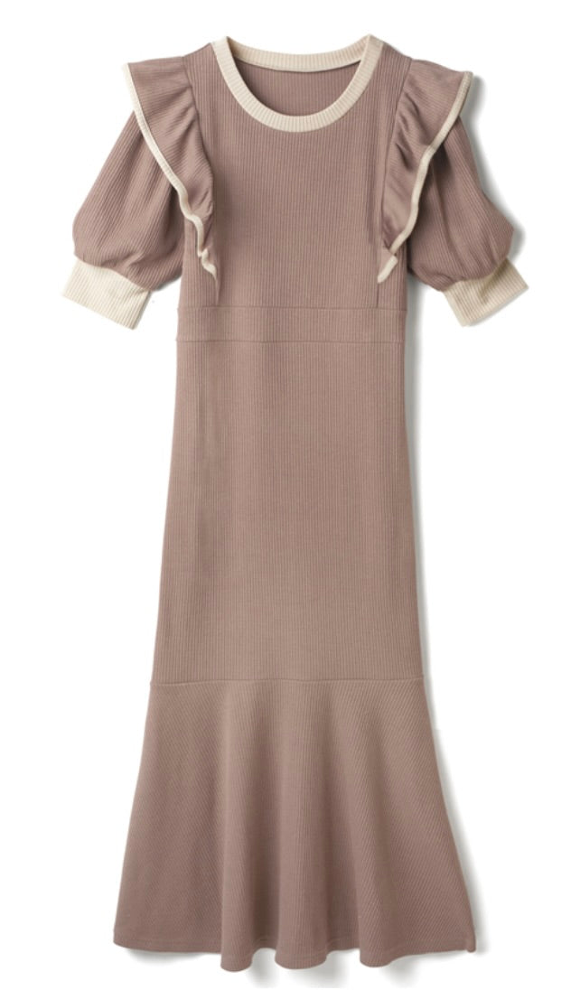 Vestido sereia com babados(Rosa)