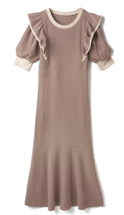 Vestido sereia com babados(Rosa)