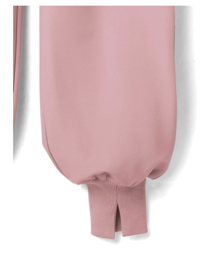 Conjunto de calça e jaqueta sem manga(Rosa)