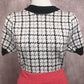 Top com manga bufante estampa pied-de-poule(Preto&Branco)