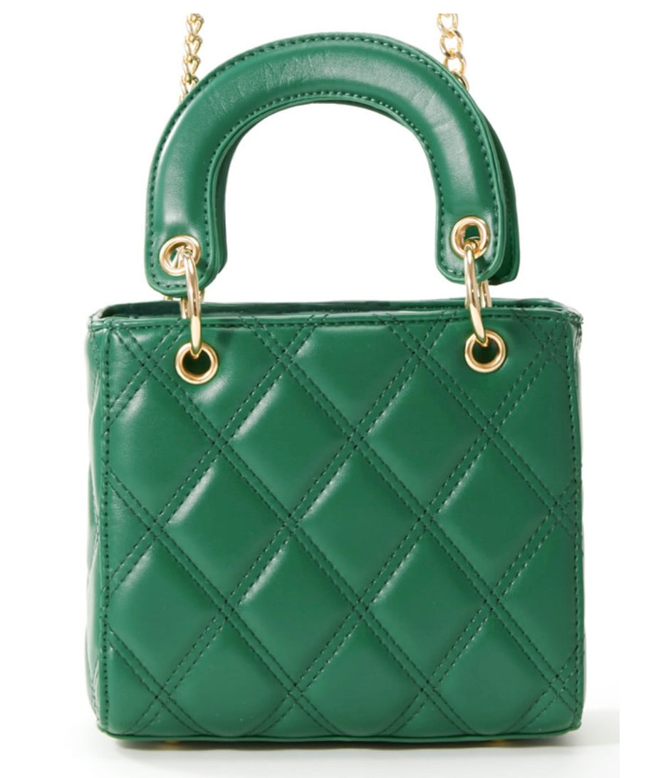 Bolsa quadrada e acolchoada(Verde)