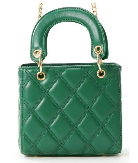 Bolsa quadrada e acolchoada(Verde)