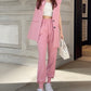Conjunto de calça e jaqueta sem manga(Rosa)