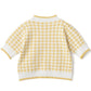 Cardigan de tricô estampa xadrez Gingham(Amarelo)