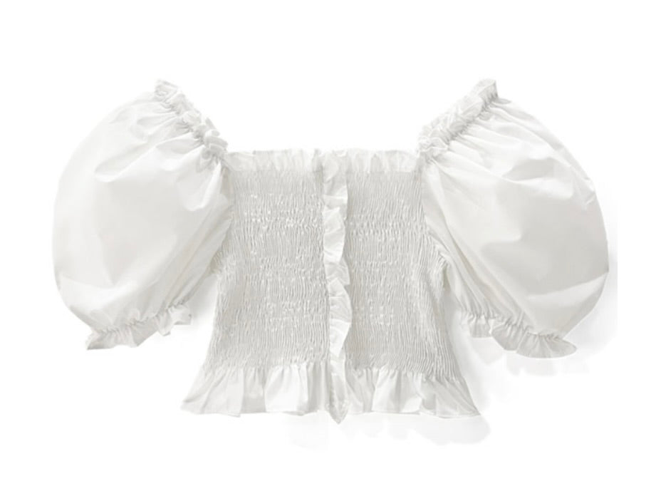 Tops franzidos com babados(Branco)