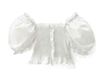 Tops franzidos com babados(Branco)