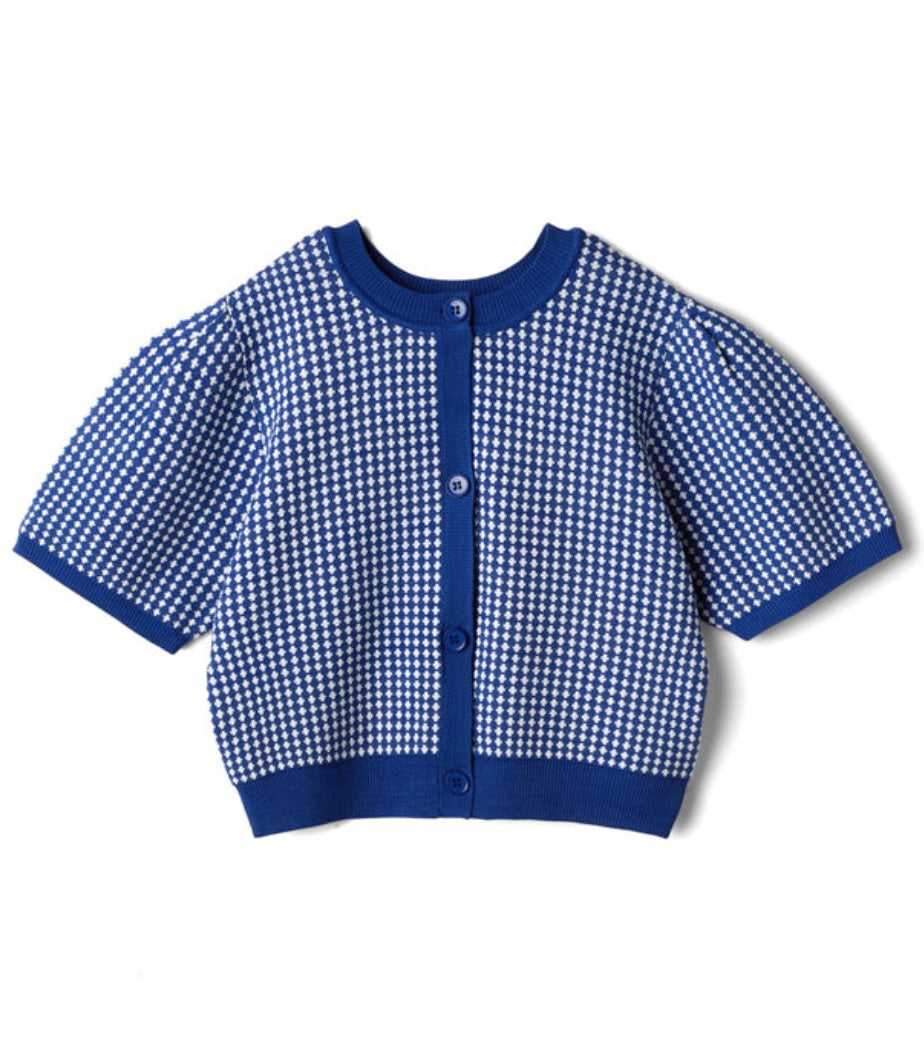 Cardigan curto cor azul(Azul)