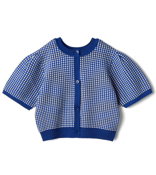 Cardigan curto cor azul(Azul)