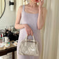 Bolsa Boston transparente com bolsa acolchoada 2 maneiras de uso(Marfim)