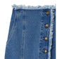 Saia de jeans  longa com franjas delicadas(Azul)